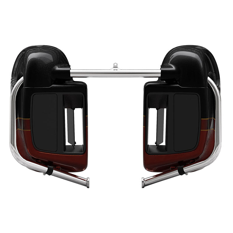 HR3 Auburn Sunglo & Black Hole With Rich Bourbonk Vented Lower Fairing Kit With 6.5" Speaker Pods For Harley Touring models 2014-2024