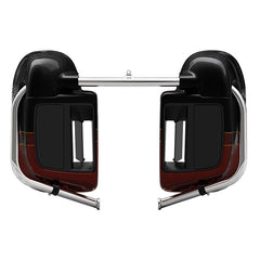 HR3 Auburn Sunglo & Black Hole With Rich Bourbonk Vented Lower Fairing Kit With 6.5" Speaker Pods For Harley Touring models 2014-2024