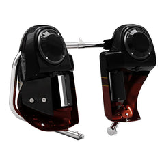 HR3 Auburn Sunglo & Black Hole With Rich Bourbonk Vented Lower Fairing Kit With 6.5" Speaker Pods For Harley Touring models 2014-2024