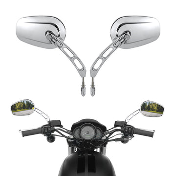 Custom Chrome 8mm Rearview Side Tapered Mirrors Slotted Stem Chrome for Harley, 1982-2024