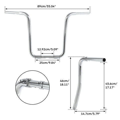 Custom Chrome 1.25" Curve Ape Hanger Bar 18" Rise Handlebar Chrome Matte Black Fit For Harley Sportster XL