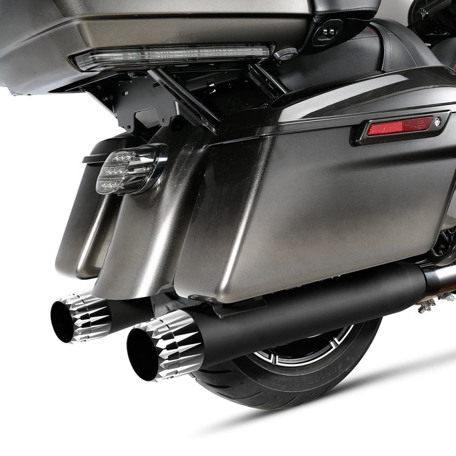 Santee Exhaust Pipe Dual Slip On Mufflers Fit For Harley Davidson Touring 1995-16 Black Chrome