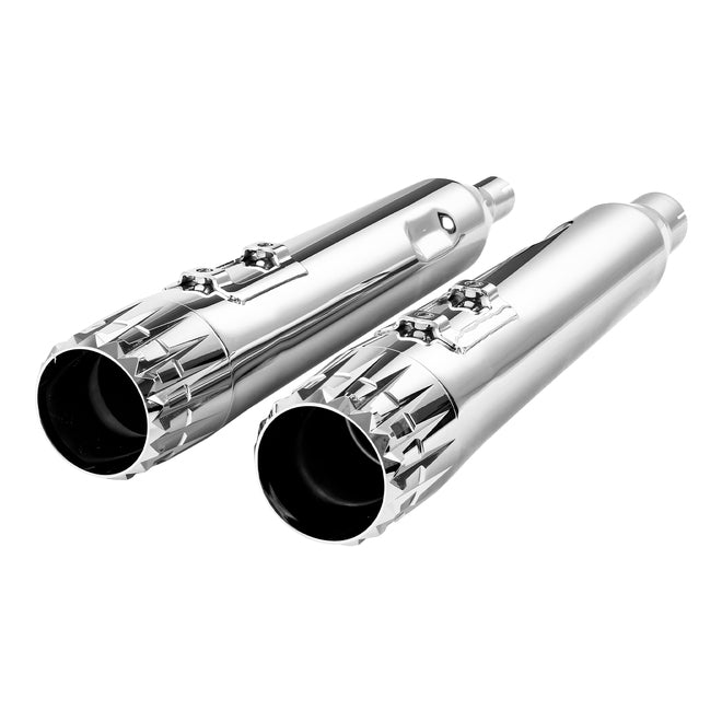 Santee Exhaust Pipe Dual Slip On Mufflers Fit For Harley Davidson Touring 1995-16 Black Chrome