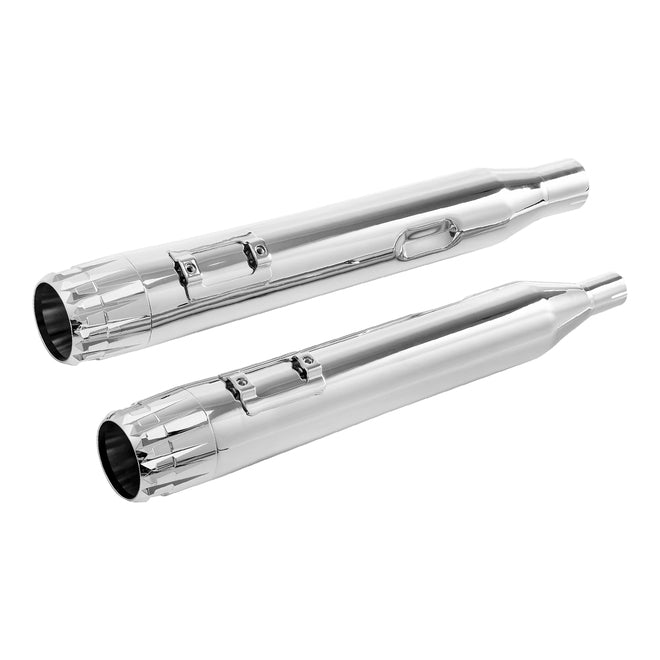 Santee Exhaust Pipe Dual Slip On Mufflers Fit For Harley Davidson Touring 1995-16 Black Chrome