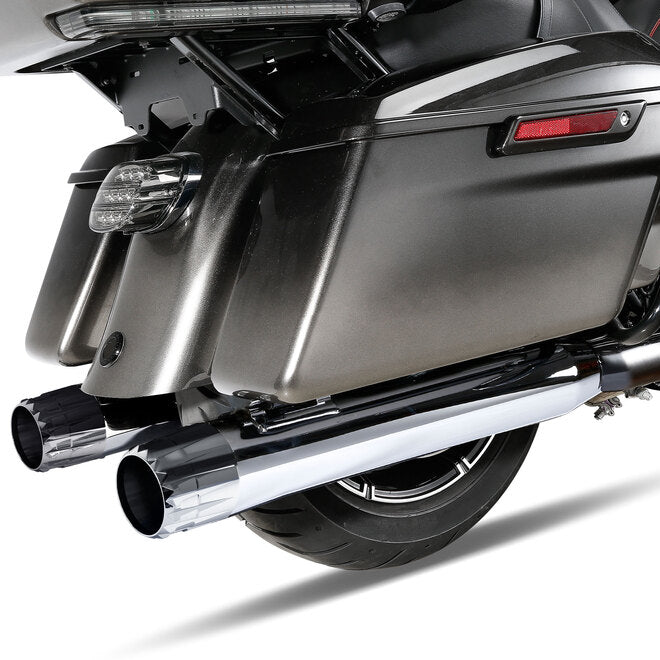 Santee Exhaust Pipe Dual Slip On Mufflers Fit For Harley Davidson Touring 1995-16 Black Chrome