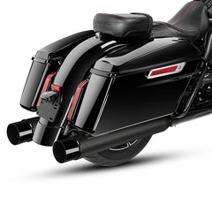 Santee Dual Exhaust Mufflers Pipe 1.75"Inlet Slip On Fit For Harley Touring 95-16 Black Chrome