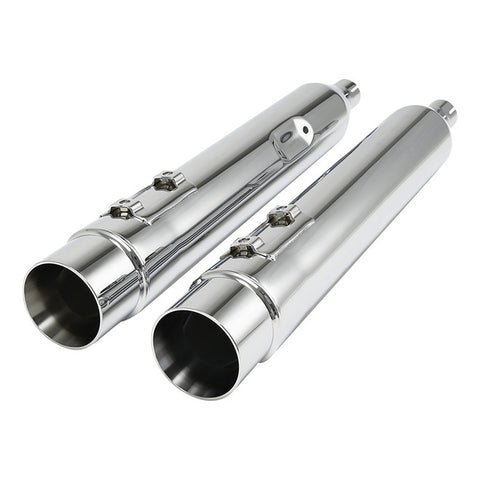 Santee Dual Exhaust Mufflers Pipe 1.75"Inlet Slip On Fit For Harley Touring 95-16 Black Chrome