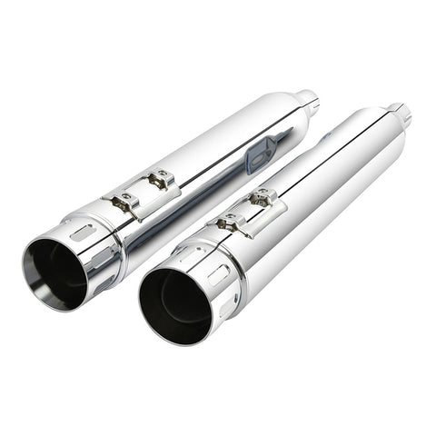 Santee Dual Exhaust Mufflers Pipe Straight Slip On Fit For Harley Touring 2017-UP Black Chrome