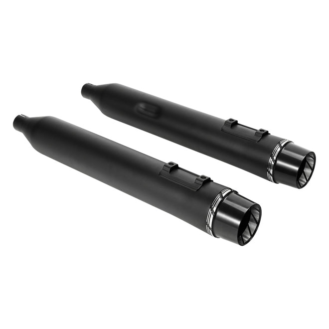 Santee Slip On Mufflers 4" Exhaust Pipe Fit For Harley Touring 95-16 Bagger Pair Chrome Matte Black