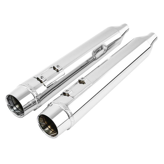 Santee Slip On Mufflers 4" Exhaust Pipe Fit For Harley Touring 95-16 Bagger Pair Chrome Matte Black