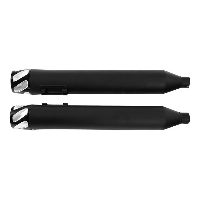 Santee Matte Black Chrome Dual Slip On Mufflers Straight Fit For Harley Touring 95-16 Exhaust Pipes