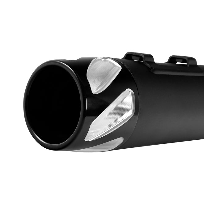 Santee Matte Black Chrome Dual Slip On Mufflers Straight Fit For Harley Touring 95-16 Exhaust Pipes