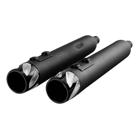 Santee Matte Black Chrome Dual Slip On Mufflers Straight Fit For Harley Touring 95-16 Exhaust Pipes