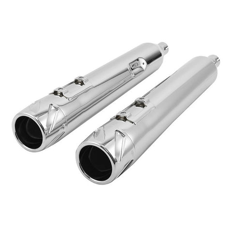 Santee Matte Black Chrome Dual Slip On Mufflers Straight Fit For Harley Touring 95-16 Exhaust Pipes