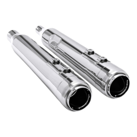 Santee Dual Exhaust Mufflers Pipes Straight Slip On Fit For Harley Touring 17-UP Chrome