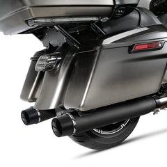 Santee Slip On Mufflers Exhaust Pipes Dual Fit For 17-24 Harley Touring Chrome Matte Black