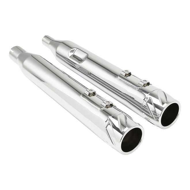 Santee Matte Black Chrome Dual Slip On Mufflers Straight Fit For Harley Touring 2017-UP Exhaust Pipe