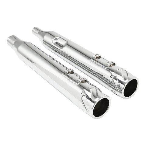 Santee Exhaust Pipes Dual Slip On Mufflers Fit For Harley Davidson Touring 17-24 Chrome