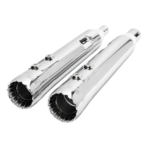 Santee Slip On Mufflers Exhaust Pipes Dual Fit For 2017+ Harley Davidson Touring Chrome