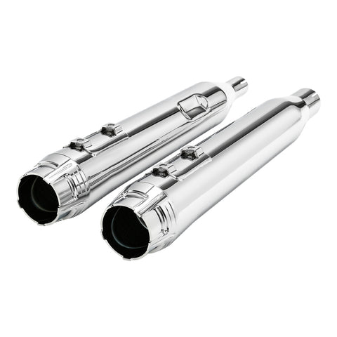 Santee Dual Exhaust Mufflers Pipes Straight Slip On Fit For Harley Touring 17-24 Chrome