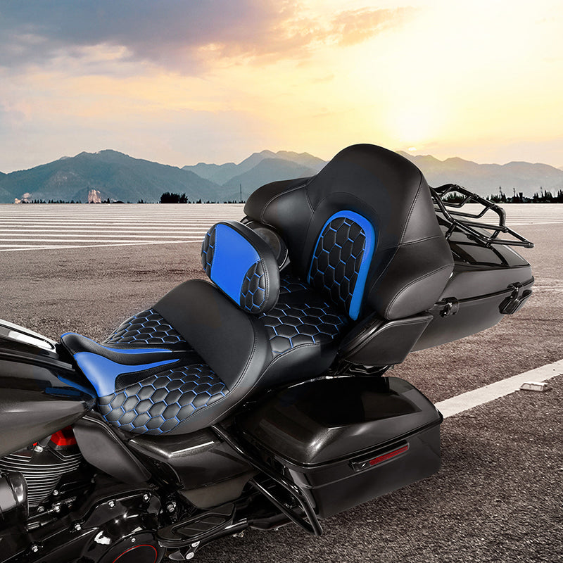 C.C. RIDER Rider Backrest 2 Up Seat Driver Backrest Pad For Harley Touring CVO Road Glide Electra Glide Road King Street Glide, 1988-2025