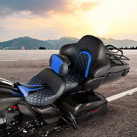 C.C. RIDER Rider Backrest 2 Up Seat Driver Backrest Pad For Harley Touring CVO Road Glide Electra Glide Road King Street Glide, 1988-2025