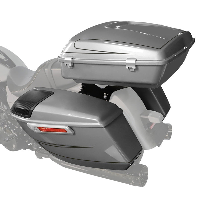 HR3 Dark Platinum Pinstripe 10.7" Chopped Style Touring Trunk Luggage For 14-24 Harley Touring