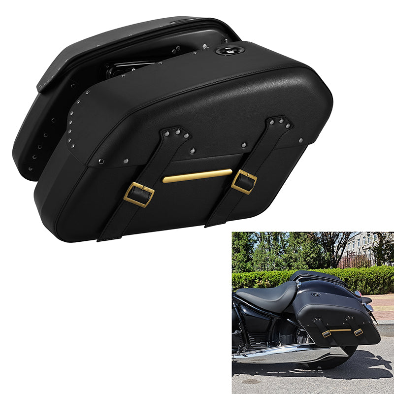 C.C.RIDER Leather Detachables Saddlebags Brass Trimming Side Bags For BMW R18 Classic, 2020-2024