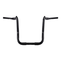 Santee 1-1/2" Fat 16" Rise Crooked Handlebar Gloss Black Chrome Fit For Harley Touring Glide