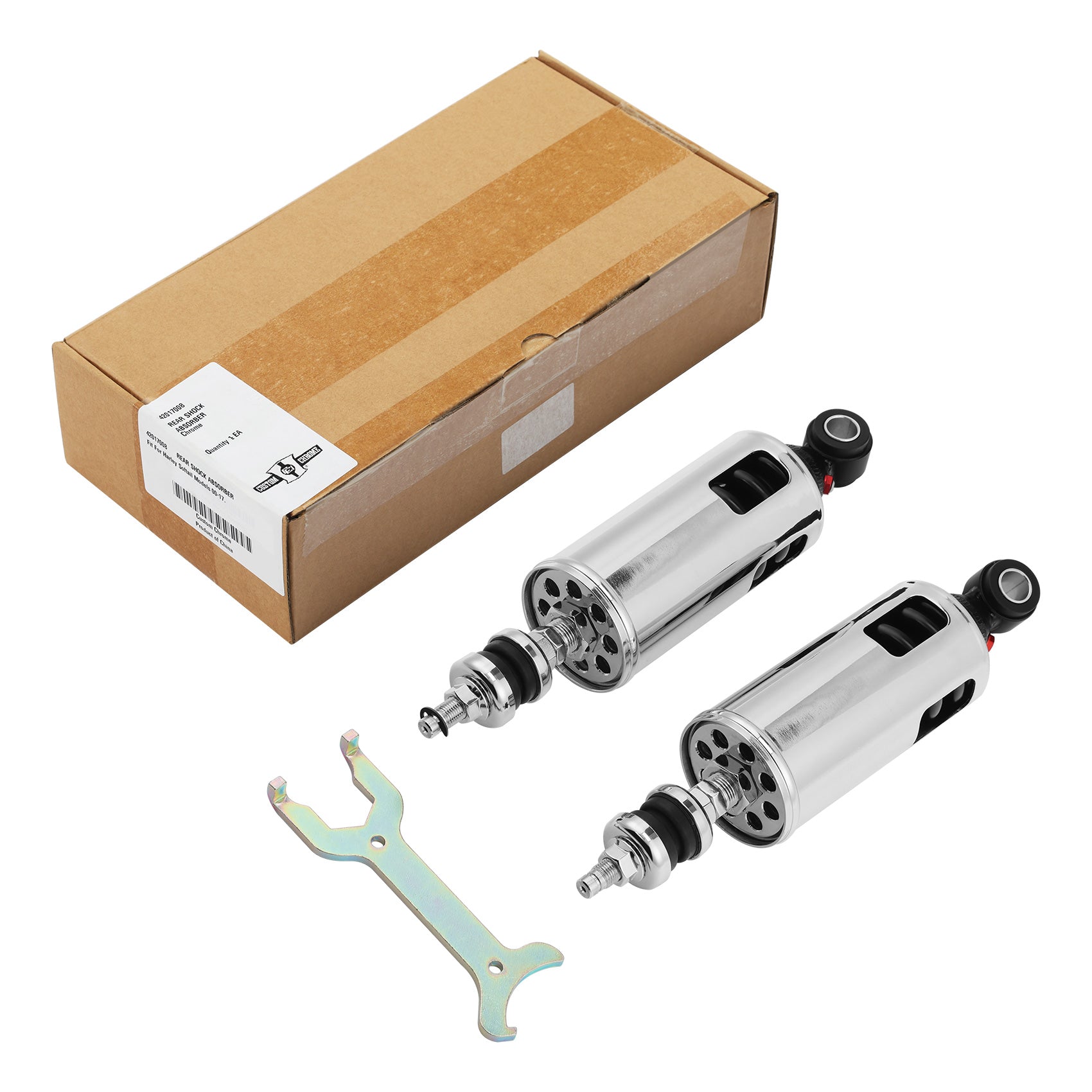 Custom Chrome Rear Suspension Heavy Duty Shocks For Harley Softail Fatboy Slim Deluxe 00-17 16