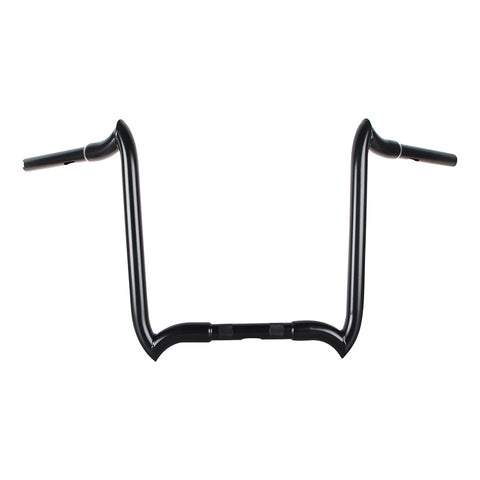 Santee 1-1/4" 18" Rise Crooked Handlebar Gloss Black Chrome Fit For Harley 3.5" Knurl 1" Clamp