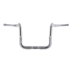 Santee 1-1/2" Fat 1-1/4" Clamp 12" Rise Crooked Handlebar Gloss Black Chrome Fit For Harley