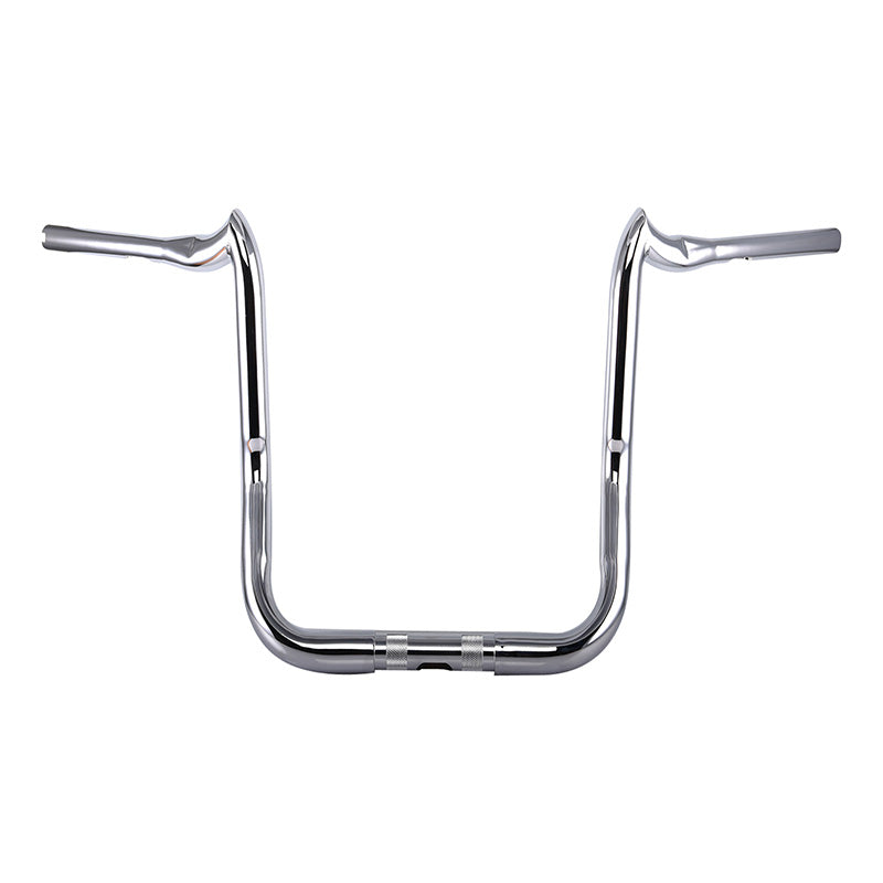 Santee 1-1/2" Fat 20" Rise Crooked Handlebar Gloss Black Chrome Fit For Harley Electra Glide