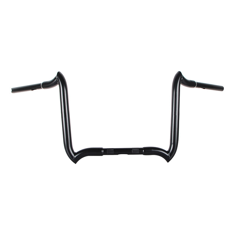 Santee 1-1/4" 12" Rise Crooked Handlebar Gloss Black ChromeFit For Harley Touring 3.5" Knurl