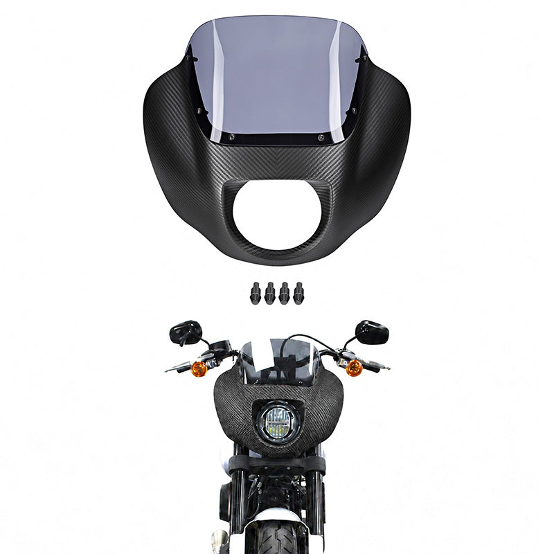 HR3 Carbon Fiber Black Denim Headlight Fairing & Windshield Fit For Harley Softail FXBB FXLR 2018-later