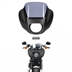 HR3 Carbon Fiber Black Denim Headlight Fairing & Windshield Fit For Harley Softail FXBB FXLR 2018-later