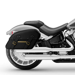C.C.RIDER Detachables Saddlebags Brass Trimming Harley Softail FatBoy 114 Breakout 114 FLFB FLFBS FXBR FXBRS, 2018-2024