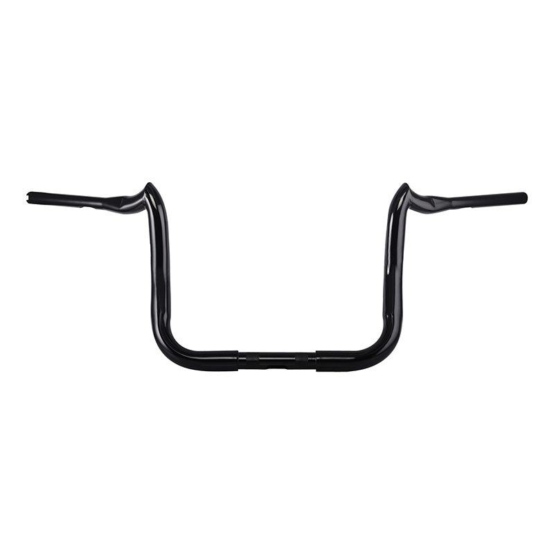 Santee 1-1/2" Fat 1-1/4" Clamp 12" Rise Crooked Handlebar Gloss Black Chrome Fit For Harley