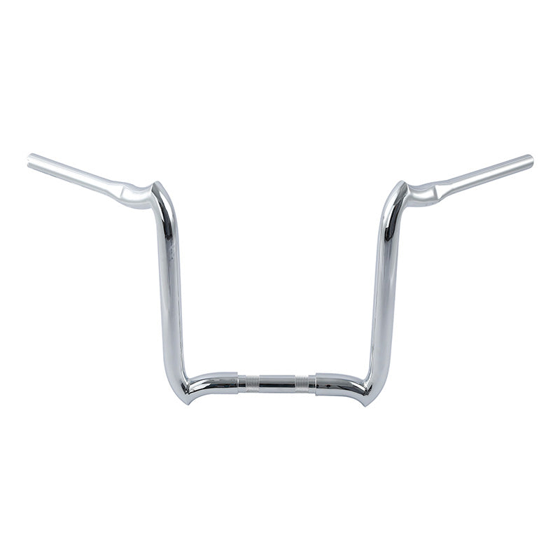 Santee 1-1/4" 18" Rise Crooked Handlebar Gloss Black Chrome Fit For Harley 3.5" Knurl 1" Clamp