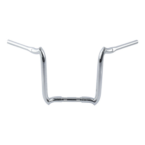 Santee 1-1/4" 18" Rise Crooked Handlebar Gloss Black Chrome Fit For Harley 3.5" Knurl 1" Clamp