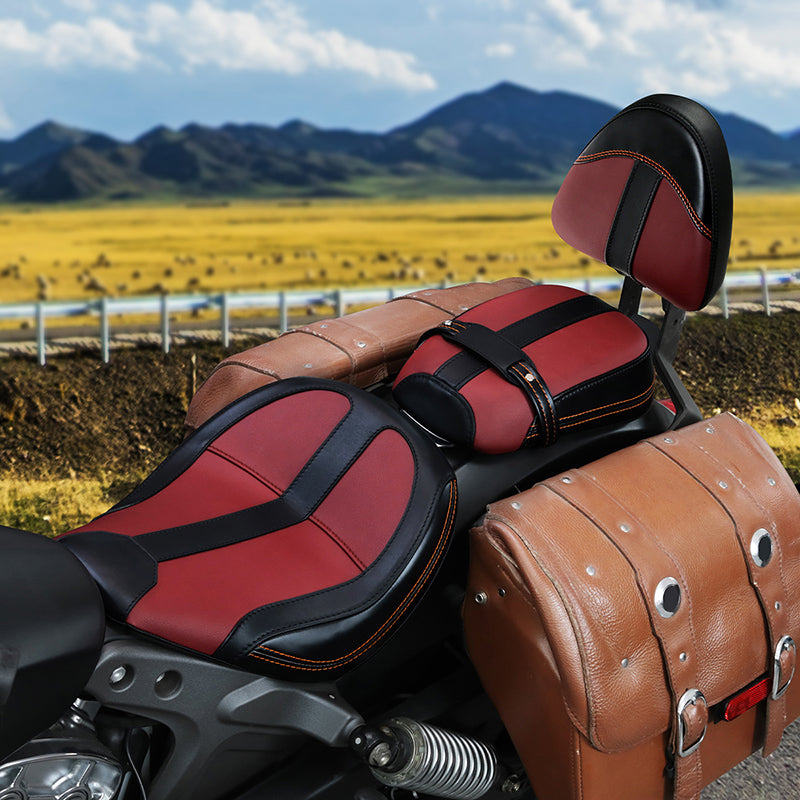 C.C. RIDER Indian Scout 2 Piece 2 Up Seat Driver Passenger Seat With Backrest For Indian Scout Sixty 100th Aniversary Scout ABS, 2015-2024
