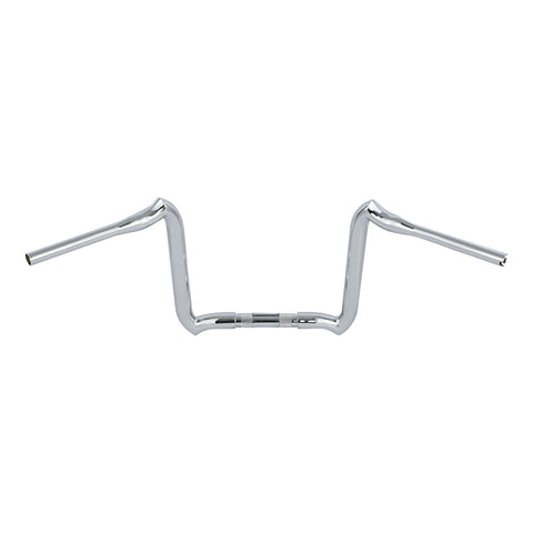 Santee 1-1/4" 12" Rise Crooked Handlebar Gloss Black ChromeFit For Harley Touring 3.5" Knurl