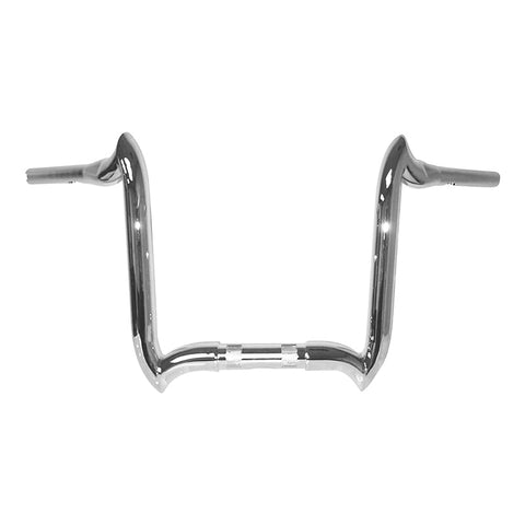 Santee 1-1/2" Fat 16" Rise Crooked Handlebar Gloss Black Chrome Fit For Harley Touring FL 3.5" Knurl