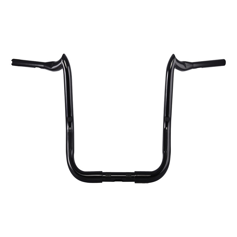 Santee 1-1/2" Fat 20" Rise Crooked Handlebar Gloss Black Chrome Fit For Harley Electra Glide