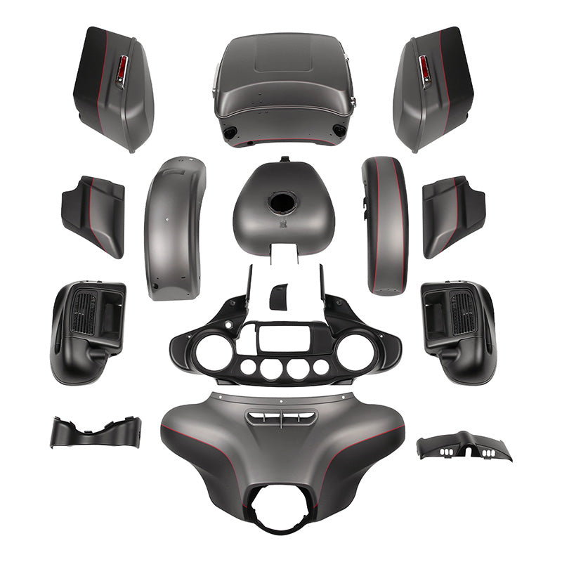 HR3 Industrial Gray Denim / Black Denim Complete Body Fairing Kit For Harley Ultra Limited FLHTK 14-23