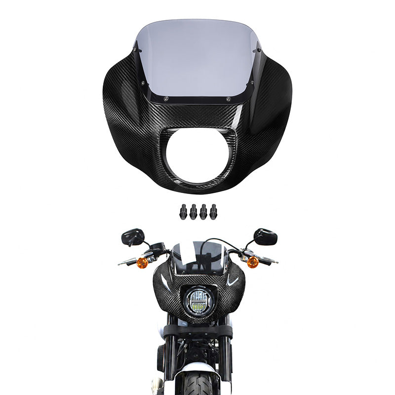 HR3 Carbon Fiber Vivid Black Headlight Fairing & Windshield Fit For Harley Softail FXBB FXLR 2018-later