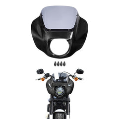 HR3 Carbon Fiber Vivid Black Headlight Fairing & Windshield Fit For Harley Softail FXBB FXLR 2018-later