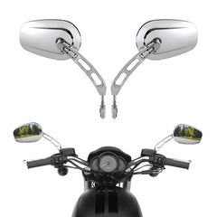 Custom Chrome 8mm Rearview Side Tapered Mirrors Slotted Stem Chrome Fit For Harley, 1982-2024