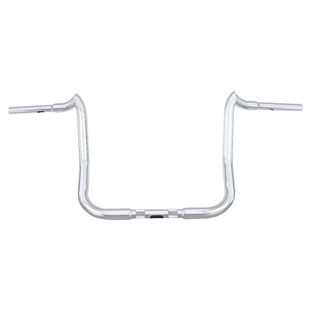 Santee 1-1/4" Fat 16" Rise Crooked Handlebar Gloss Black Chrome Fit For Harley Electra Road FL