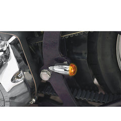 Custom Chrome Mini Stretch Bullet Light Slotted with Amber Lens Fit For Harley Models